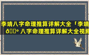 李靖八字命理推算详解大全「李靖 🐺 八字命理推算详解大全视频」
